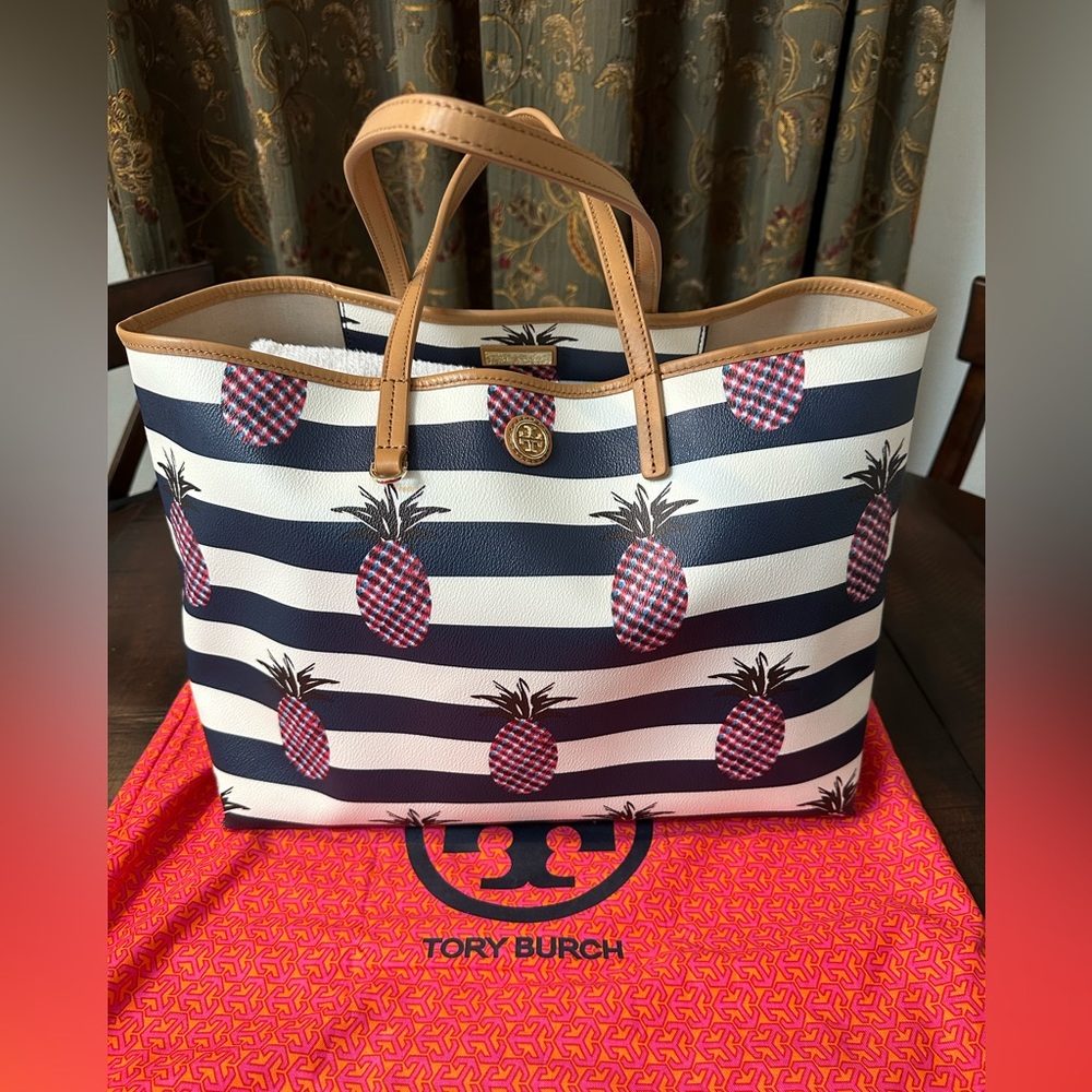 Tory Burch Kerrington Square Tote - Pineapple Stripe